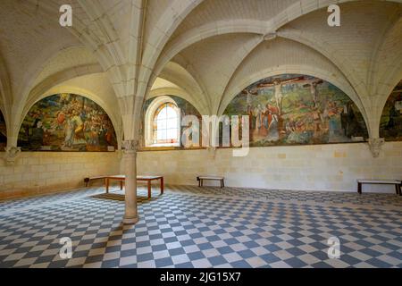 Die königliche Abtei unserer Lieben Frau von Fontevraud oder Fontevrault (auf Französisch: abbaye de Fontevraud) war ein Kloster im Dorf Fontevraud-l'Abbaye, in der Nähe Stockfoto