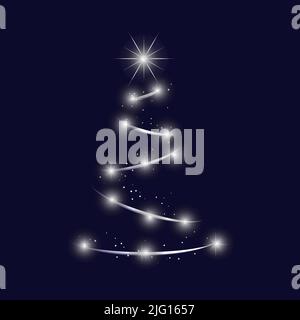 Vektor mit Weihnachtsbaum. Weihnachtlich blauer Hintergrund mit Baum Stock Vektor