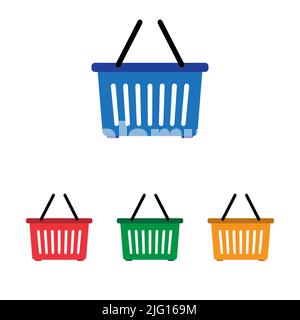 Warenkorb festlegen. Vektor des Korbsymbols auf weißem Hintergrund isoliert Stock Vektor