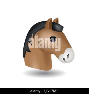 Pferdekopfvektor-Emoji. Vektor-Illustration des Gesichts eines Pferdes Cartoon. Stock Vektor