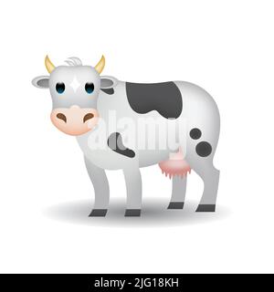 Kuh Vektor Emoji Illustration isoliert auf weißem Hintergrund. Symbol Für Flache Vektorgrafiken Der Kuh. Stock Vektor