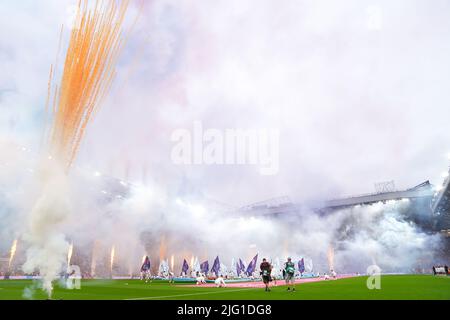 Manchester, Großbritannien. 06.. Juli 2022. Manchester, England, 6. 2022. Juli: Eröffnungsfeier vor dem UEFA Womens Euro 2022 Fußballspiel zwischen England und Österreich im Old Trafford in Manchester, England. (Daniela Porcelli /SPP) Quelle: SPP Sport Press Foto. /Alamy Live News Stockfoto