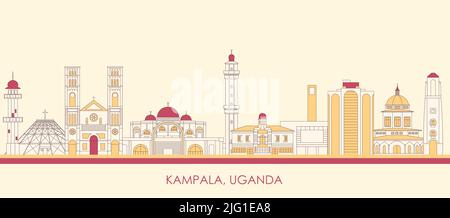 Cartoon Skyline Panorama der Stadt Kampala, Uganda - Vektor-Illustration Stock Vektor