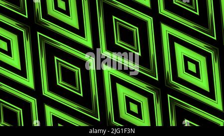 Abstrakte Bewegungsgrafiken und animierter Hintergrund mit sich ausbreitenden roten und schwarzen Rauten. Bewegung. Kaleidoskopisches Muster mit Rauten Stockfoto