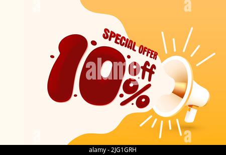 Sonderangebot 10 Prozent, Big Sale Banner Label, Event Promotion Poster. Vektorgrafik Stock Vektor