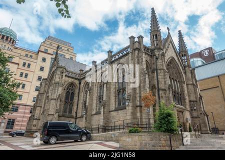 Mill Hill Chapel, City Square, eine Unitarian Church im Stadtzentrum von Leeds, West Yorkshire, Großbritannien. Stockfoto