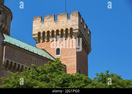 Schöne Burg Bojnice in der Slowakei, Mitteleuropa, UNESCO. Mittelalterliches Architekturdenkmal. Stockfoto