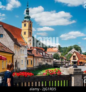 Zentrum der alten schönen Stadt Samobor, Kroatien. Stockfoto