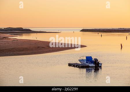 Die Boote vertäuten im Hafen von Pamet in Truro, Massachusetts Stockfoto