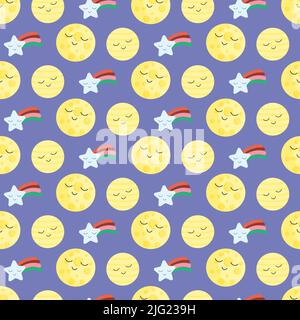 Sky Kollektion mit niedlichen Kawaii-Planeten, Mond und Kometen. Vektorzeichnung. Stock Vektor