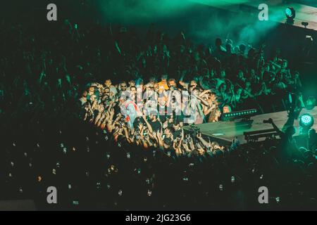 07/07/2022 - der italienische Rapper SALMO spielt live im San Siro Stadion in Mailand, Italien. Stockfoto