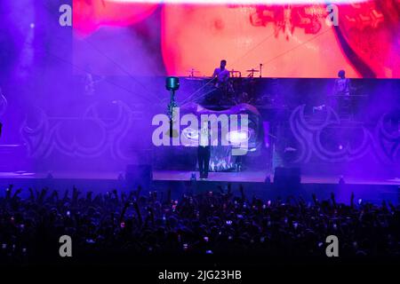 07/07/2022 - der italienische Rapper SALMO spielt live im San Siro Stadion in Mailand, Italien. Stockfoto