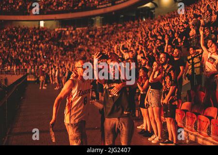 07/07/2022 - der italienische Rapper SALMO spielt live im San Siro Stadion in Mailand, Italien. Stockfoto