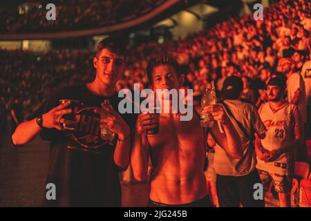 07/07/2022 - der italienische Rapper SALMO spielt live im San Siro Stadion in Mailand, Italien. Stockfoto