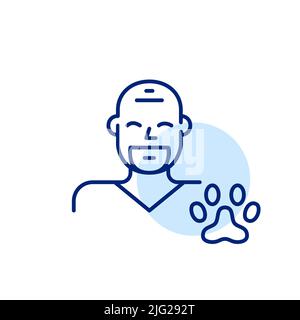 Tierarzt. Männlicher Tierarzt. Pixel-perfektes, bearbeitbares Strichliniensymbol Stock Vektor