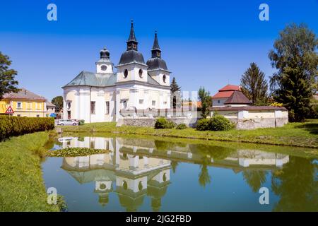 Kostel sv. Václava (Jan Blažej Česká Santini), Zvole, Vysocina, St. Wenzelskirche, Dorf Zvole, Bezirk Vysocina, Tschechische republik Stockfoto