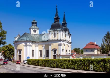 Kostel sv. Václava (Jan Blažej Česká Santini), Zvole, Vysocina, St. Wenzelskirche, Dorf Zvole, Bezirk Vysocina, Tschechische republik Stockfoto