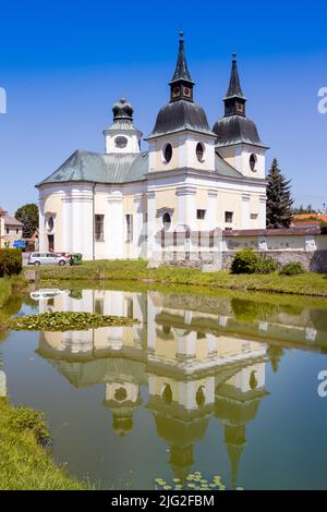 Kostel sv. Václava (Jan Blažej Česká Santini), Zvole, Vysocina, St. Wenzelskirche, Dorf Zvole, Bezirk Vysocina, Tschechische republik Stockfoto