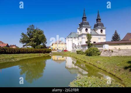 Kostel sv. Václava (Jan Blažej Česká Santini), Zvole, Vysocina, St. Wenzelskirche, Dorf Zvole, Bezirk Vysocina, Tschechische republik Stockfoto