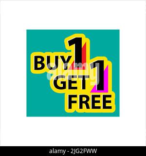 Kaufen Sie Ein Kostenloses Banner, Kaufen Sie 1, Erhalten Sie 1 Kostenloses Banner, Sale Tag, Angebot Banner Vektorgrafik Illustration Stock Vektor
