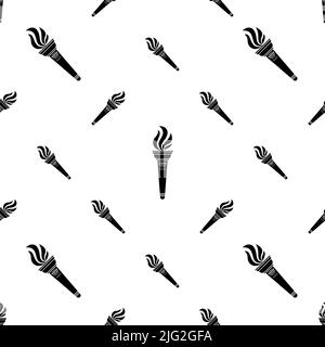 Fackel Symbol Nahtloses Muster, Flamme Fackel Symbol Vektor-Kunst Illustration Stock Vektor