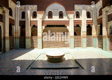 Marokko Meknes. Medersa Bou Inania Stockfoto