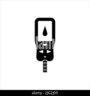 Symbol Für Blutzuckermessgerät, Symbol Für Glucometer, Symbol Für Medizin, Blutzuckerkonzentration Im Blutmessgerät Vektorgrafik Stock Vektor