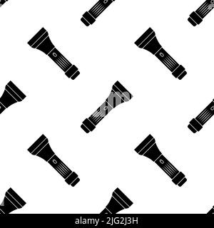 Taschenlampe Symbol Nahtloses Muster, Fackel Symbol, Handheld Tragbares Elektrisches Licht Vektor Kunst Illustration Stock Vektor