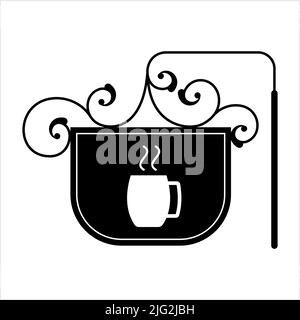 Schilder Für Den Tee-Kaffeetassen-Shop, Schild Für Das Getränkestaurant, Visuelle Grafik-Branding Im Schaufenster Mit Vektorgrafik Stock Vektor