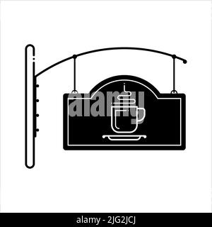 Schilder Für Den Tee-Kaffeetassen-Shop, Schild Für Das Getränkestaurant, Visuelle Grafik-Branding Im Schaufenster Mit Vektorgrafik Stock Vektor