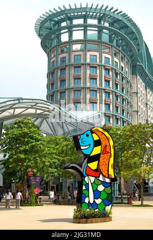 Merlion-Statue auf dem Merlion Plaza auf der Insel Sentosa, Singapur, Insel Sentosa Stockfoto