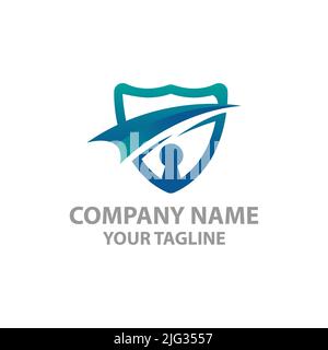 Logo-Design Für Den Datenschutz. Vorlage Für Vektorlogos. Ein sicherer Schutz für Datenbankabschirmungen.EPS 10 Stock Vektor