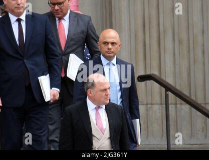 London, Großbritannien - 06.03.2022: Die Konservativen Sajid Javid verlässt die St. Pauls Kathedrale nach dem Platin-Jubiläum und danken Queen Elizabeth für ihre Dienste Stockfoto