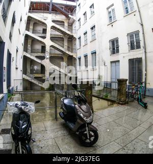 La Croix-Rousse, eine Ballade auf dem Fußweg der Flora Triistan, Lyon, Frankreich Stockfoto