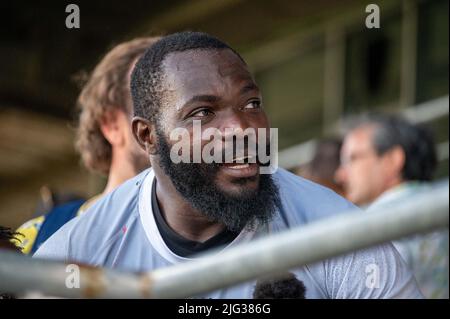 Burkina Faso Spieler beim Rugby Africa Cup 2022, WM 2023 Qualifiers, Rugby Union Match zwischen Burkina Faso und der Elfenbeinküste am 6. Juli 2022 im Maurice David Stadion in Aix-en-Provence, Frankreich - Foto Florian Frison / DPPI Stockfoto