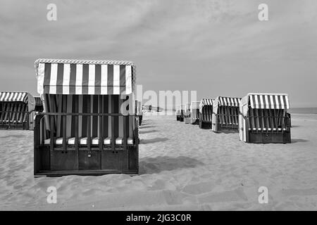 Liegewiese an einem Sandstrand an der Ostsee in Deutschland, einfarbig Stockfoto