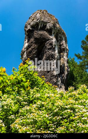 Hercules Mace, Natursteinformation im Ojcowski-Nationalpark in der Nähe von Krakau, Polen. Stockfoto