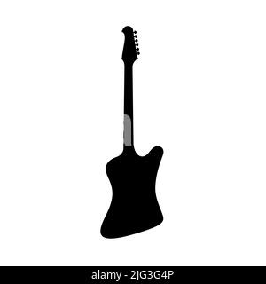 Symbol für E-Bass-Gitarre. Schwarze Silhouette der Gitarre. Musikinstrumentensymbol isoliert. Vektorgrafik. Stock Vektor