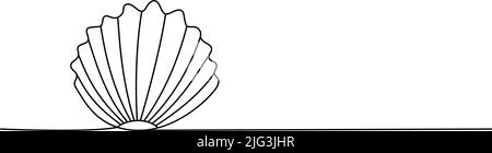 Satz von Shell eine Linie kontinuierliche Zeichnung. Abbildung des durchgehenden einzeiligen Schalenelements. Vektor minimalistische lineare Illustration. Stock Vektor