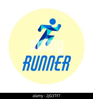 Symbol „Laufender Mann“. Silhouette Sprinter männlich. Isoliert auf weißem Hintergrund. Vektorgrafik. Stock Vektor