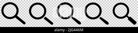 Vergrößerungssymbole eingestellt. Vektordarstellung auf transparentem Hintergrund isoliert Stock Vektor