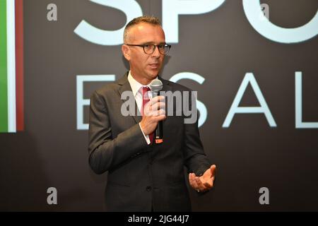 Rom, Italien. 07.. Juli 2022. Pietro Berardi von A.S. Roma während der Eröffnung der Trophäe der UEFA Europa Conference League im Stadio Olimpico, 7.. Juli 2022, Rom Italien Credit: Independent Photo Agency/Alamy Live News Stockfoto