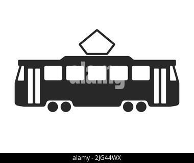 Einfache Tram Silhouette Seitenansicht Symbol Vektor isoliert auf weißem Hintergrund Stock Vektor