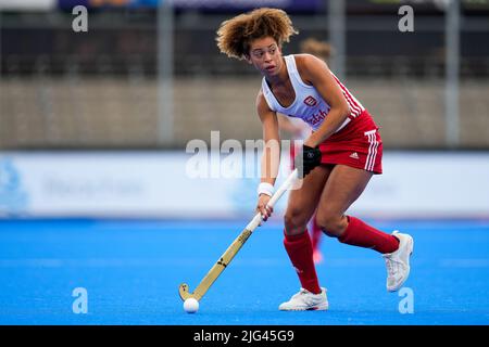 AMSTELVEEN, NIEDERLANDE - 7. JULI: Darcy Bourne von England während des FIH Hockey Women's World Cup 2022 Matches zwischen England und China im Wagener Hockey Stadium am 7. Juli 2022 in Amstelveen, Niederlande (Foto von Jeroen Meuwsen/Orange Picics) Credit: Orange Pics BV/Alamy Live News Stockfoto
