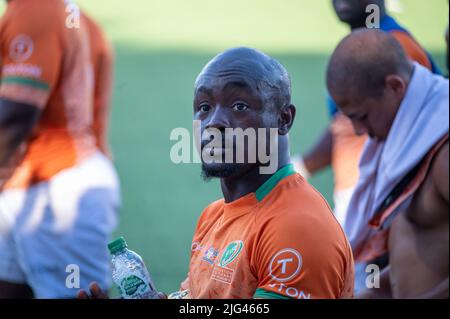 Elfenbeinküste-Spieler beim Rugby-Afrika-Cup 2022, WM-2023-Qualifikationsspiel, Rugby-Union-Spiel zwischen Burkina Faso und der Elfenbeinküste am 6. Juli 2022 im Maurice-David-Stadion in Aix-en-Provence, Frankreich - Foto: Florian Frison/DPPI/LiveMedia Stockfoto