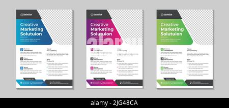 Drei Corporate Business Broschüre, Flyer-Design, Layout-Vorlage A4 Größe, Vorlage Vektor-Design für Magazin, Poster, Prospekt, Flyer, Layout Stock Vektor