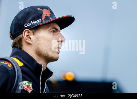 Österreich, 2022-07-07 13:33:04 SPIELBERG - Max Verstappen (Red Bull Racing) erreicht vor dem Grand Prix von Österreich die Rennstrecke des Red Bull Rings. ANP SEM VAN DER WAL niederlande Out - belgien Out Stockfoto