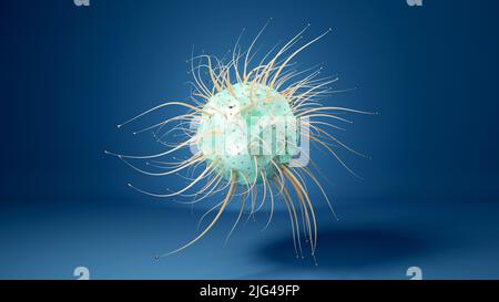 Abstract 3D Virus Kreatur. Zukünftiger medizinischer, chemischer oder künstlerischer Hintergrund. 3D hochwertige Render Stockfoto