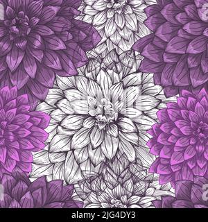 Abstrakt elegantes Nahtloses Muster mit handgezeichneten Chrysanthemen-Blüten. Muster für die Erstellung von Verpackungen, Tapeten, Stoffen. Stock Vektor