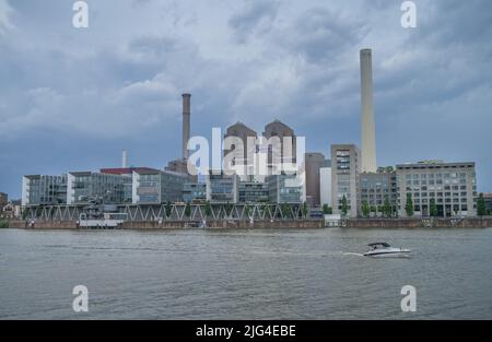 MAINOVA Heizkraftwerk West, Main, Frankfurt am Main, Hessen, Deutschland Stockfoto